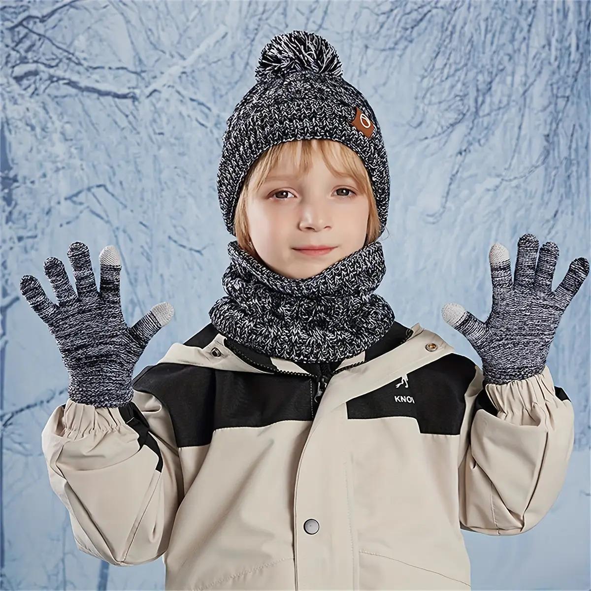 3pcs Outfit Set: Beanie Hat, Scarf & Gloves with Plush Lining for Comfort and Warmth. / Aged 3-10 Years Old in Autumn-Winter Seasonal Activities, Traveling or Vacation; Christmas Thanksgiving Gift Package, Winter Hat, Winter Hat, Seasonal Activity Outfit,