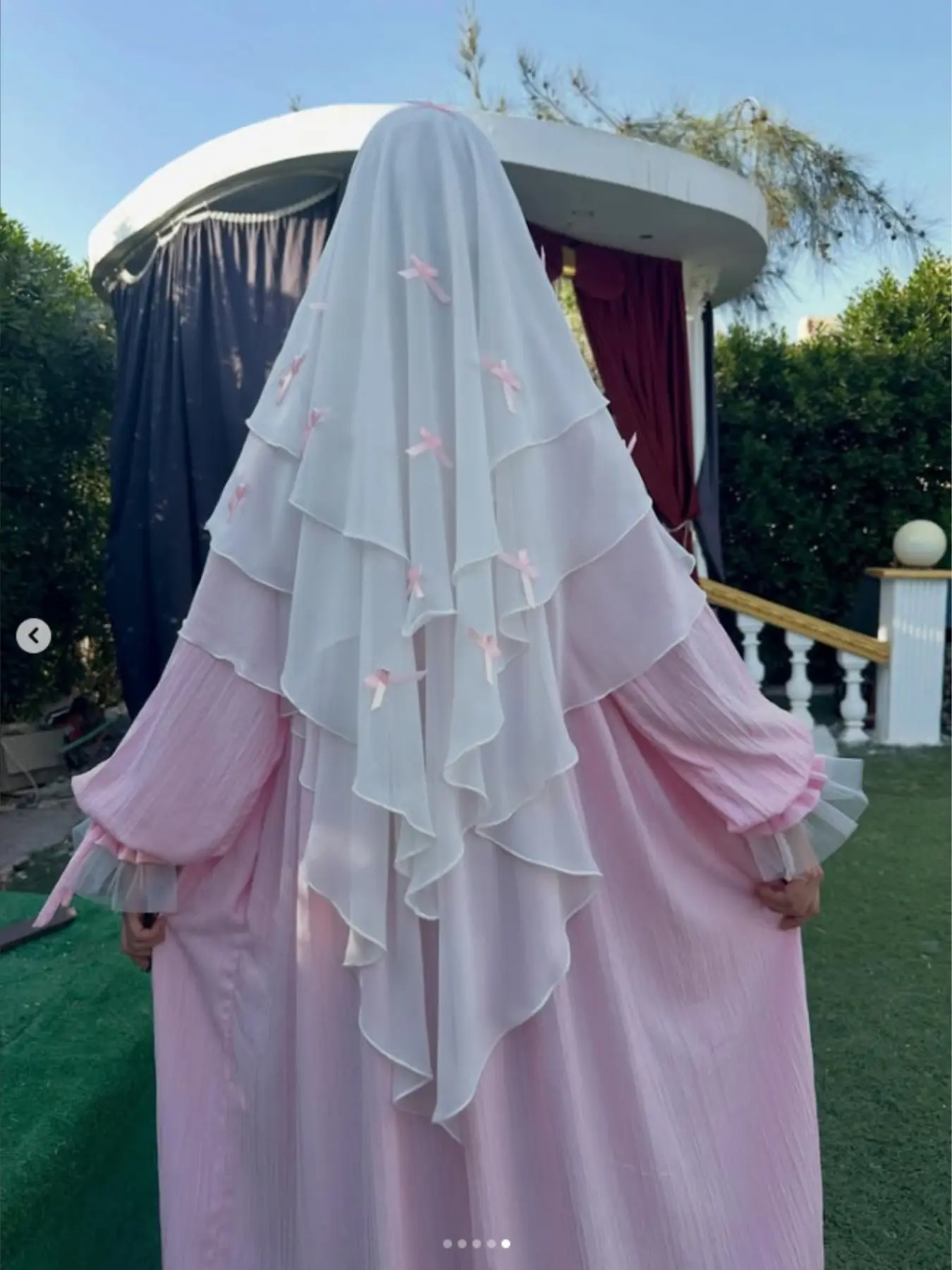 Chiffon Veil Bow Headscarf for Women, Ideal for Prayer and Eid, Fashionable Modest Hijab, Elegant Plain Design, All Seasons Wear, Complete Hijab Set D134