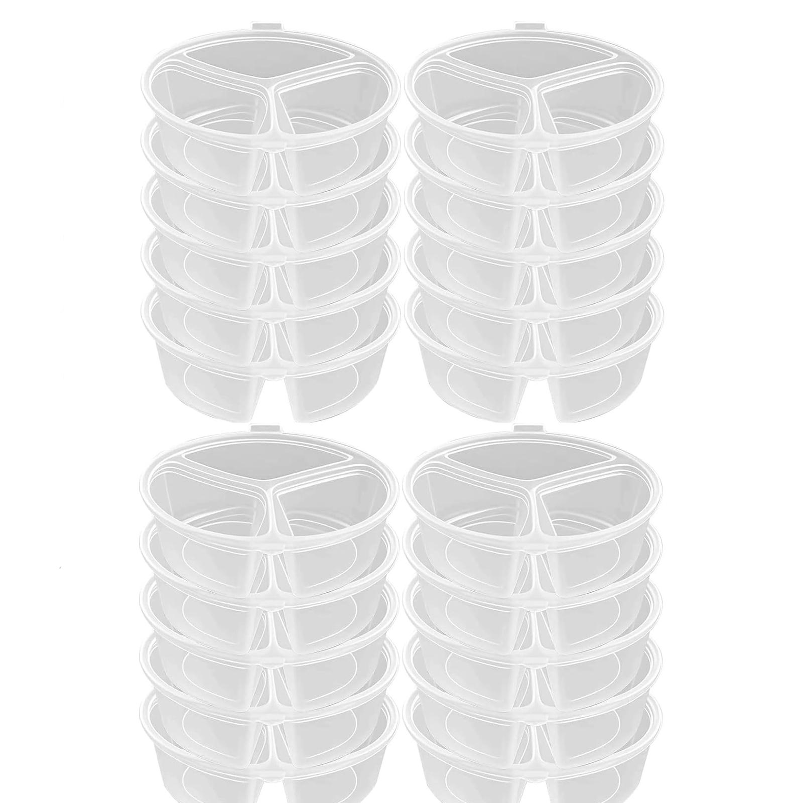 30/50pcs 3 Compartment Snack Containers, Reusable Sauce Dipping Containers, Stackable Lunch Box, Insulated Meal Prep Containers for Kids & Adults, Portable Food Storage, Snack Pack, Kitchen & Office Use Lids Utensils Clear