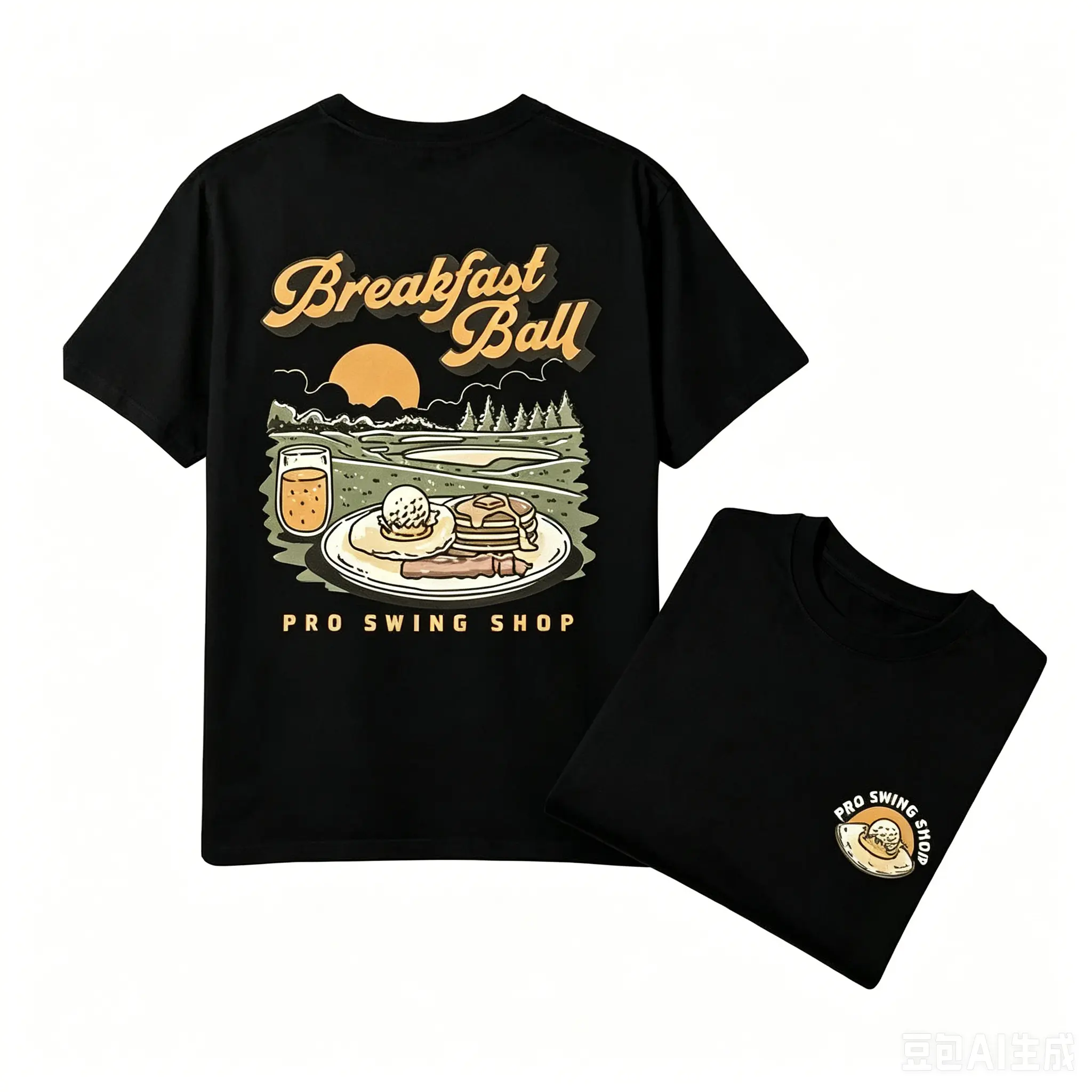 Breakfast Ball T-Shirt 2 Side, Classic Cotton Short Sleeve Top, Womenswear T-shirt Unisex Tops