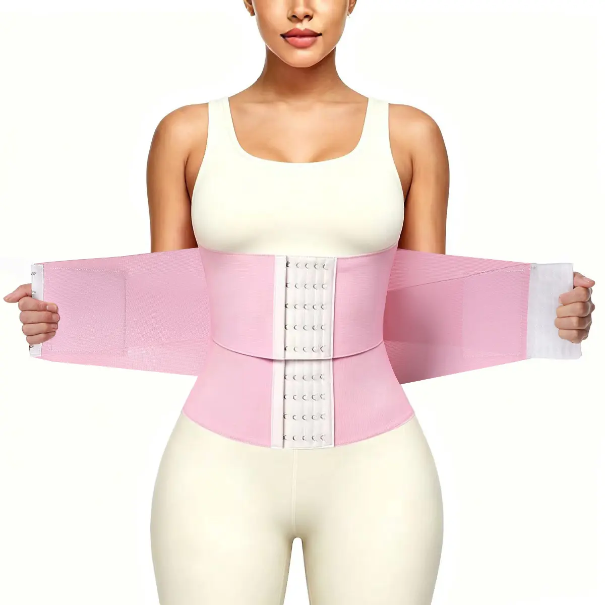 Women's 6-Hook Adjustable Waist Trainer Corset - Elastic Compression Shapewear Belt, Soft Fabric Fitness Waist Support Strap for Workout, Casual Outfits Daily Wear