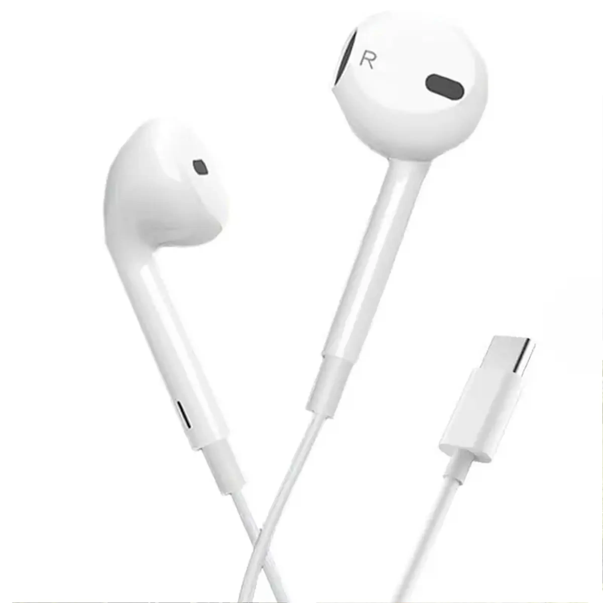 Plug-And-Play Wired Headphones, Clear Sound and Deep Bass, Type-C Connector, Noise-Canceling Microphone, Ergonomic Design, Compatible with Mobile Devices