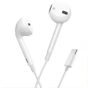 Plug-And-Play Wired Headphones, Clear Sound and Deep Bass, Type-C Connector, Noise-Canceling Microphone, Ergonomic Design, Compatible with Mobile Devices