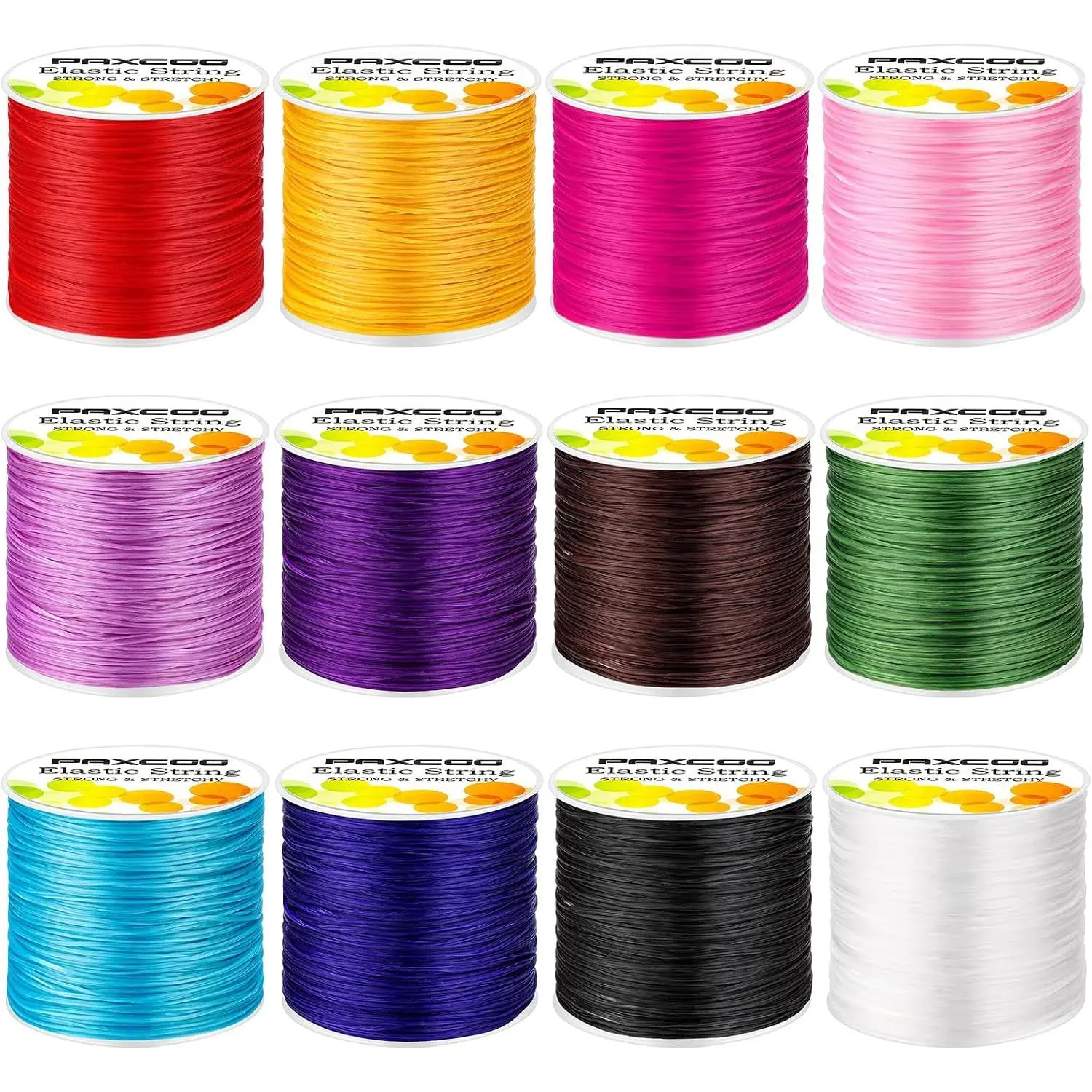 12 Rolls Elastic String for Bracelets, Stretch Magic Elastic String Bead Cord  Thread for Bracelet, Necklaces, Clay Beads, Pony Beads ( Colors)