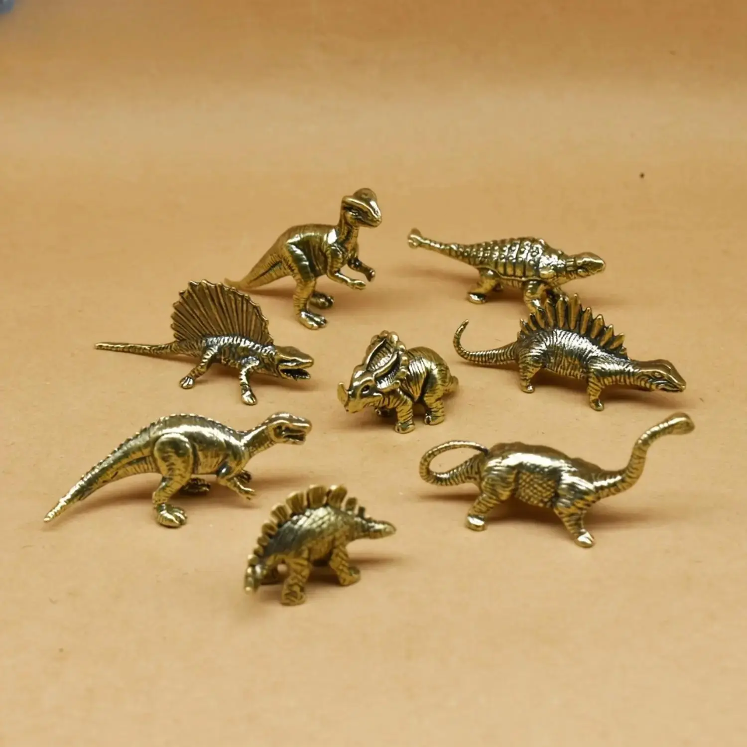 Bronze Dinosaur Models Set, Vintage-Style Handcrafted Collectibles for Jurassic-Era Home Decor - 3, 5, & 8-Piece Sets, Figurines For Collectors