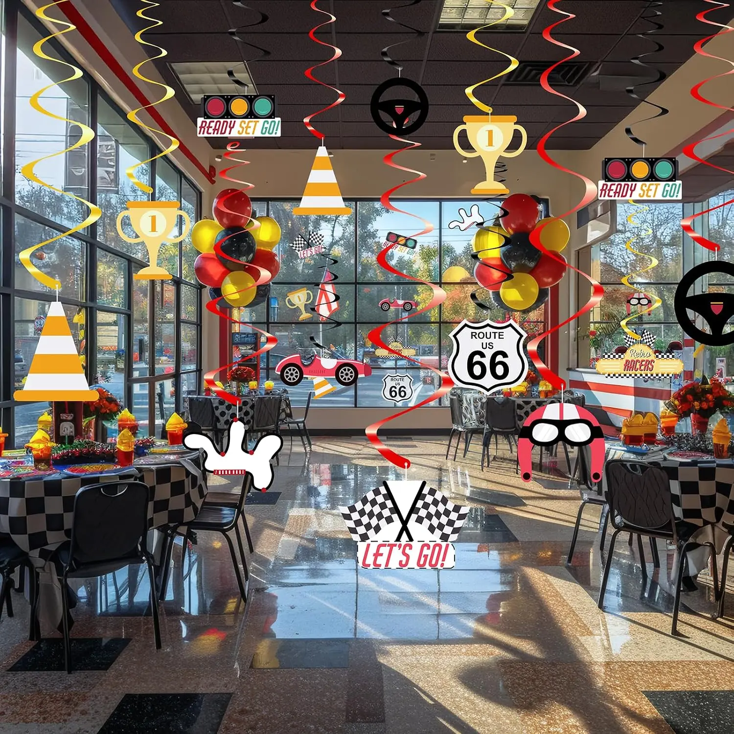 40 Pack Race   Decorations – Race  Birthday Decorations for Boys, Racing Party Supplies and Checkered Flag Birthday Decor