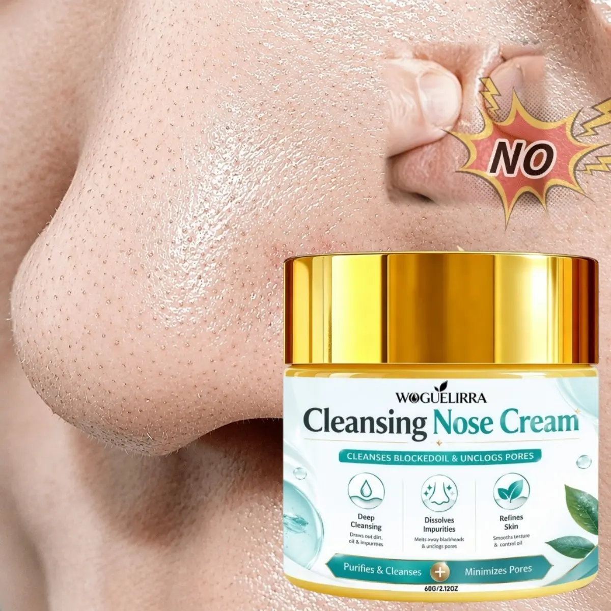 Salicylic Acid Nose and Skin Cleansing Cream, Deep Pore Cleaning, Oil Control, Tightening, Exfoliating, Moisturizing, All Skin Types, Korean Skincare