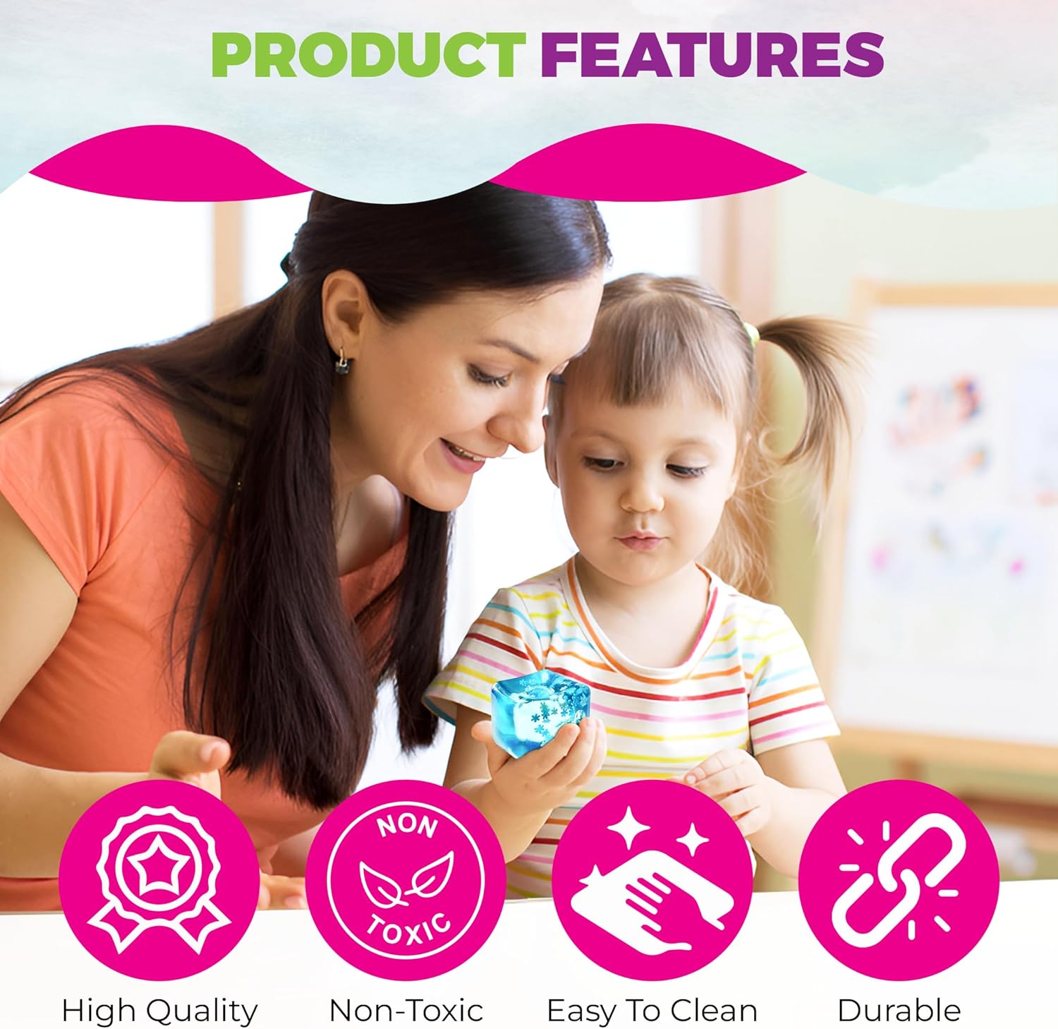 Snowflake Ice Stress Ball | Calming Sensory Toy for Kids & AdultsCold & Smooth Ice Cube Squishy | Relaxing Fidget Toy for Anxiety