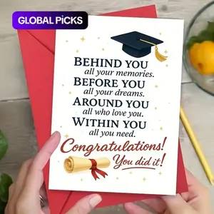 1pc Graduation Card with Envelope, Greeting Card, Positive Message Card, Encouragement Cards, 2025 Graduate Cartoon Design, Inspirational Message, Gift for Daughter, Son, Milestone Celebration, Playful Design, Academic Achiever #GLOBAL PICKS