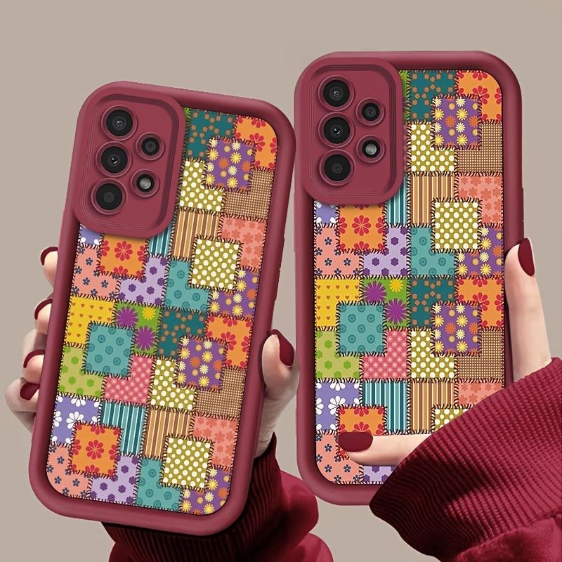 Vintage Patchwork Pattern Mobile Phone Case for Samsung Galaxy S26 S25 S24 S23 S22 S21 Fe Plus Ultra A13 A14 A15 A16 A17 A33 A34 A35 A36 A52 A53 A54 Note20 Anti-dust, Fashionable, High-end, Gift