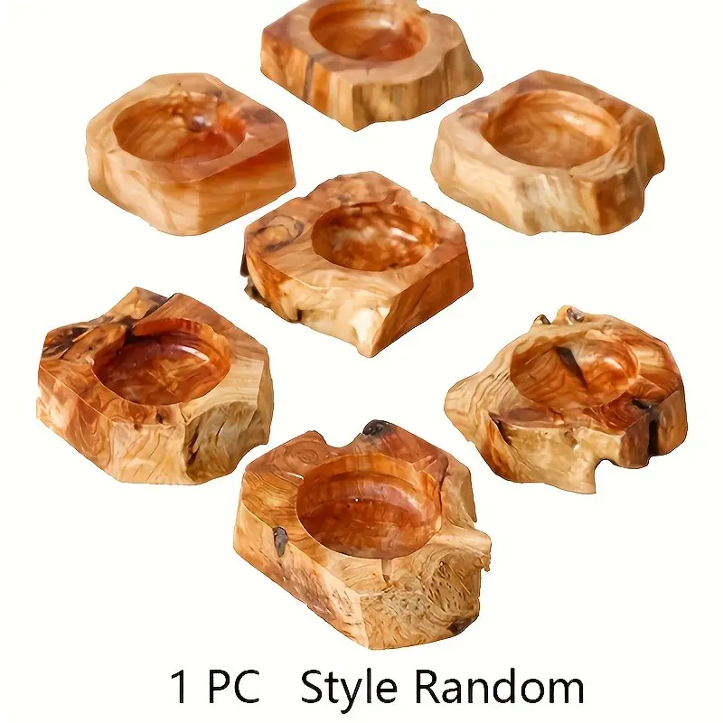 Large Wooden Ashtray, Natural Wood Grain Design, Durable and Stylish, Ideal for Living Room Decor, Home or Office Use, Outdoor Ashtray, Rustic Style
