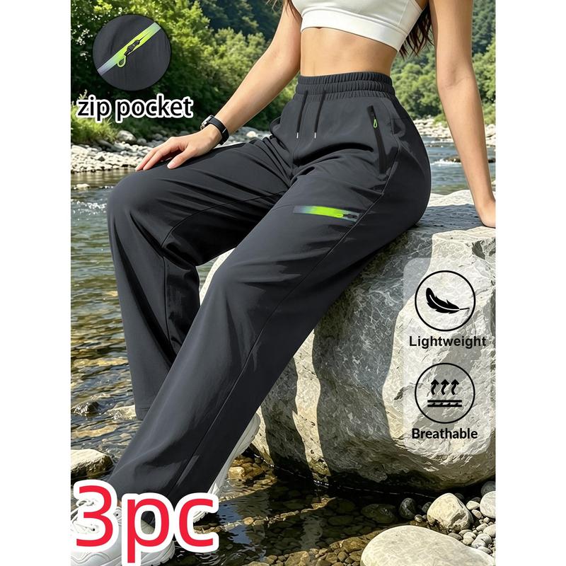 Women's 3PC Polypropylene Joggers - Loose-Fit, Lightweight, Breathable, Quick-Dry, Elastic Drawstring Waistband, Full-Zip, Multi Pockets, Suitable for Outdoor Sports, Daily Wear