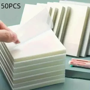 Clear Notepad, 50 Sheets/set Transparent Notebook, Portable Notepad for Home Dormitory School Office, Office Stationery Supplies, School Study Supplies