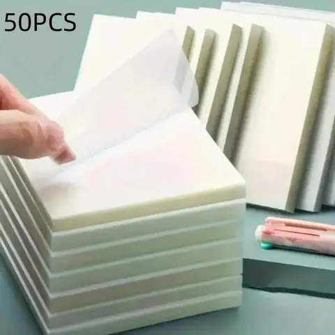 Clear Notepad, 50 Sheets/set Transparent Notebook, Portable Notepad for Home Dormitory School Office, Office Stationery Supplies, School Study Supplies