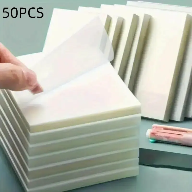 Clear Notepad, 50 Sheets/set Transparent Notebook, Portable Notepad for Home Dormitory School Office, Office Stationery Supplies, School Study Supplies