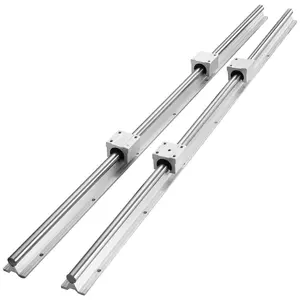 Linear Guide Rail Set SBR20 1000mm - 2 Pieces, 39.4 In / 1000mm, SBR20 Guide Rails And 4 SBR20UU Slide Blocks, Linear Rails And Bearings Kit For Automated Machines DIY Projects CNC Router Machines