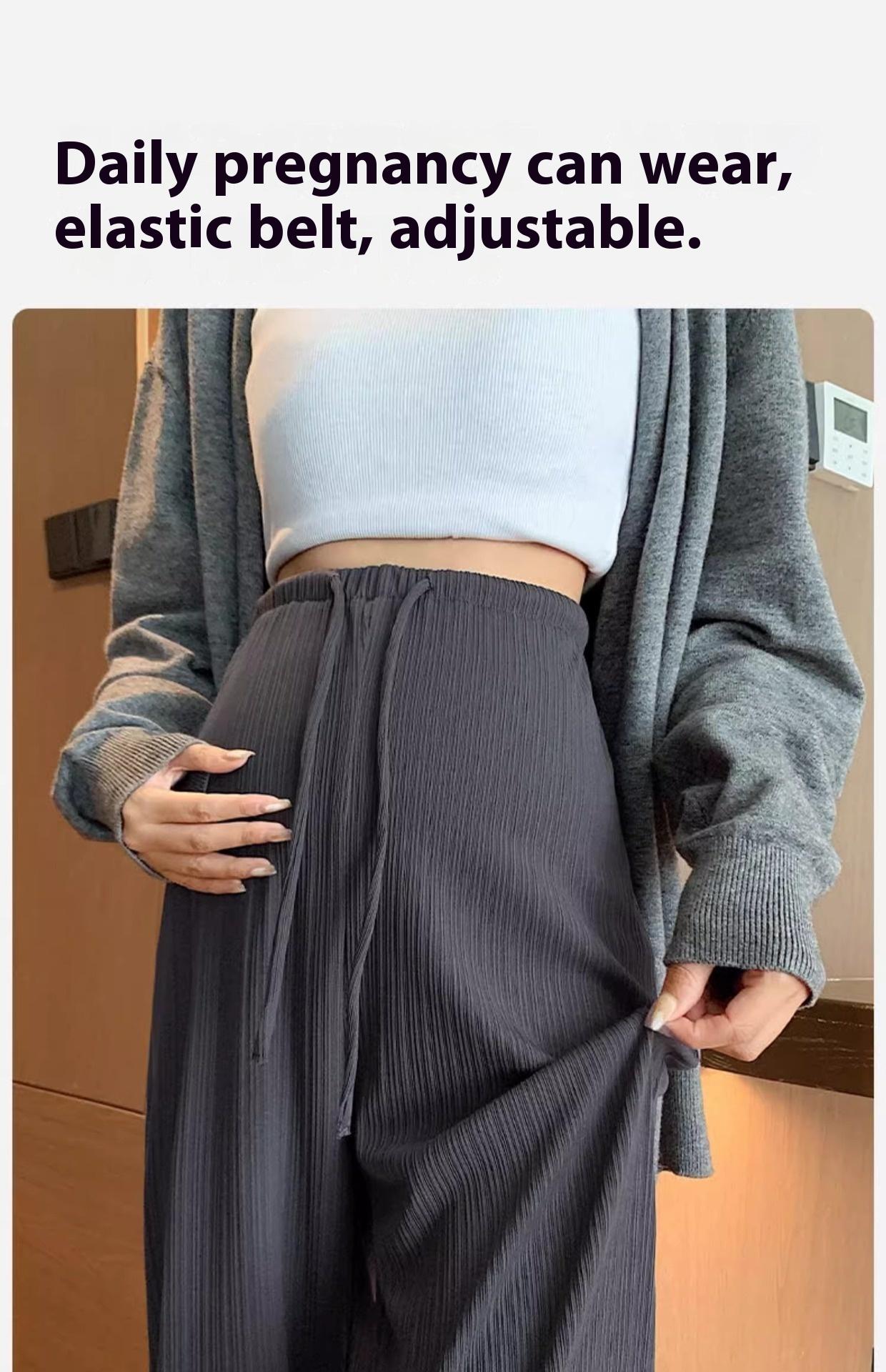 New Maternity Pants Spring and Fall Summer Petite No Toddler Drawstring Straight Pants Wide Leg Pants Pants Maternity Wear