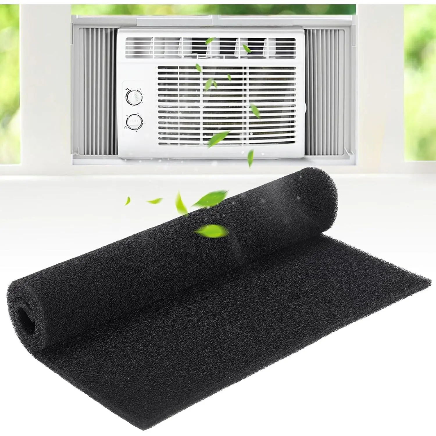 15.7" x 27.6"  Cuttable Air Conditioner Filters - Cut to Fit Carbon Pad Air Purifier Filters, Washable   Pad Pre Filter Roll for Air Filters AC Window Unit Charcoal Sheet
