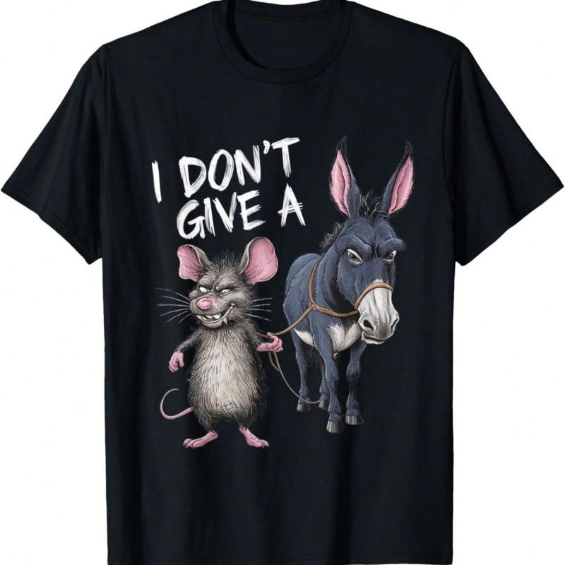 I Don't Give A Rats Ass Funny Graphic T-Shirt For Men - Black Casual Crew Neck Tee With Humorous Mouse & Donkey Design, Machine Washable, All-Season Comfort Fit,100% Pure Cotton Short Sleeved Shirt, I Don't Give A Rats Ass Funny Graphic T-Shirt For Men - Black Casual Crew Neck Tee With Humorous Mouse & Donkey Design, Machine Washable, All-Season Comfort Fit,100% Pure Cotton Short Sleeved Shirt,