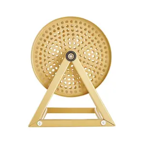 VEVOR Raffle Ticket Spinner, 11.6x 6.6 Holds 2500 Tickets or 100 Ping Pong Balls, Raffle Drum Lottery Spinning Cage with Reinforced Handle, Stable Triangular Stand, for Events and Gatherings, Gold