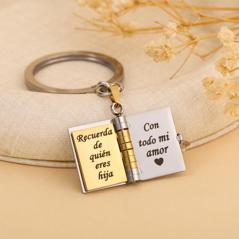 A Letter for My Daughter Book Keychain – Mi Pequeña Estrella Theme with Spanish Messages about Worth and Unconditional Love, Emotional Keepsake Gift From Parents for Birthday, Christmas or Back To School