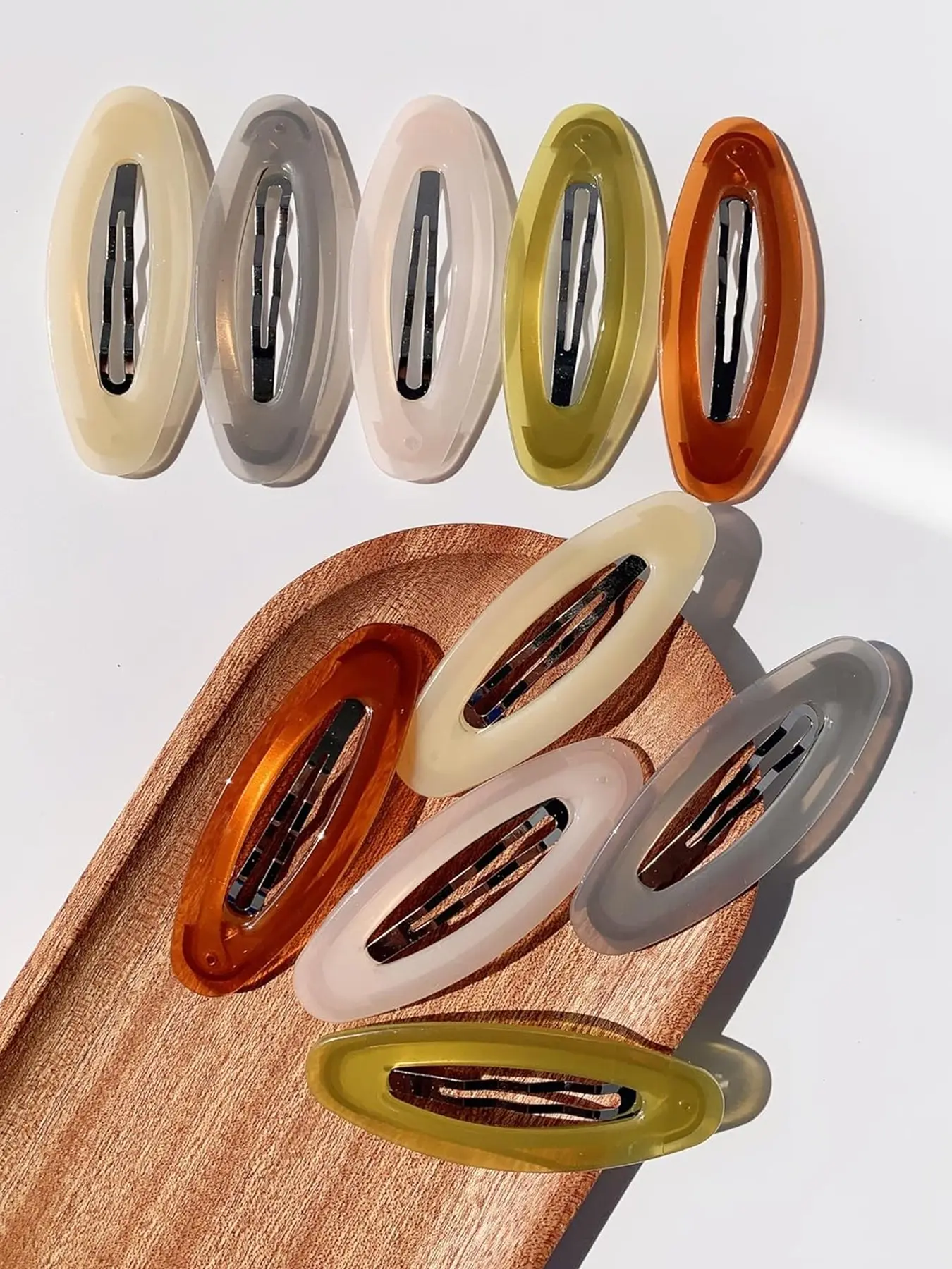 10 Pieces 3.2 Inch Big Oval Shape Hair Clips, Metal Acrylic Resin No Slip Barrettes, Anti Slip Clips, Hair Styling Accessories for Women and Girls