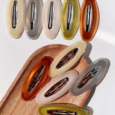 10 Pieces 3.2 Inch Big Oval Shape Hair Clips, Metal Acrylic Resin Barrettes, Hair Styling Accessories for Women and Girls, Non Slip Clips