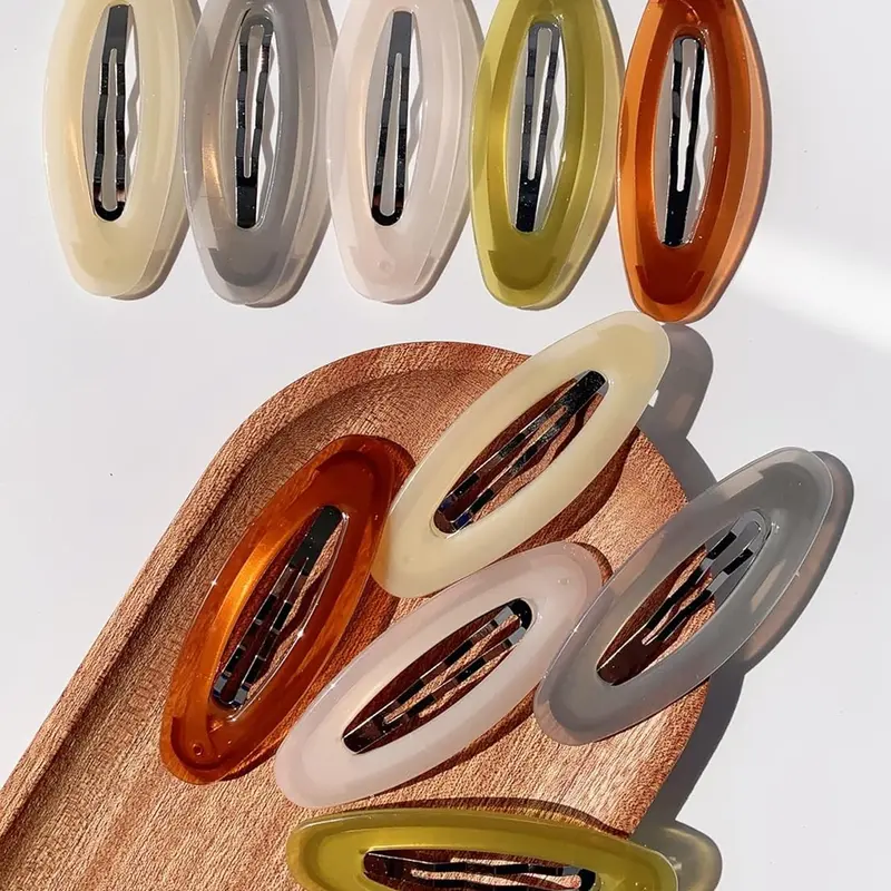 10 Pieces 3.2 Inch Big Oval Shape Hair Clips, Metal Acrylic Resin Barrettes, Hair Styling Accessories for Women and Girls, Non Slip Clips