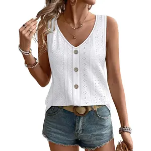 Womens Tank Tops Loose Casual Summer Tops Eyelet V Neck Basic Sleeveless Shirts Trendy 2026