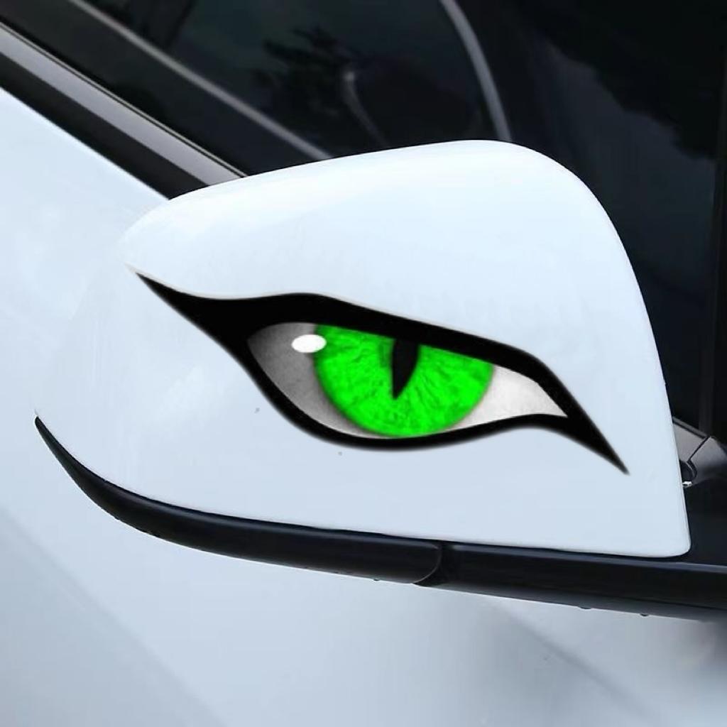 3-Pack Raptor Eye Car Stickers, Horror Rearview Mirror Decals for Trucks SUVs, Waterproof UV Resistant Scratch-Proof Vinyl, Spooky Halloween Car Decor, Universal Fit Auto Exterior Accessory