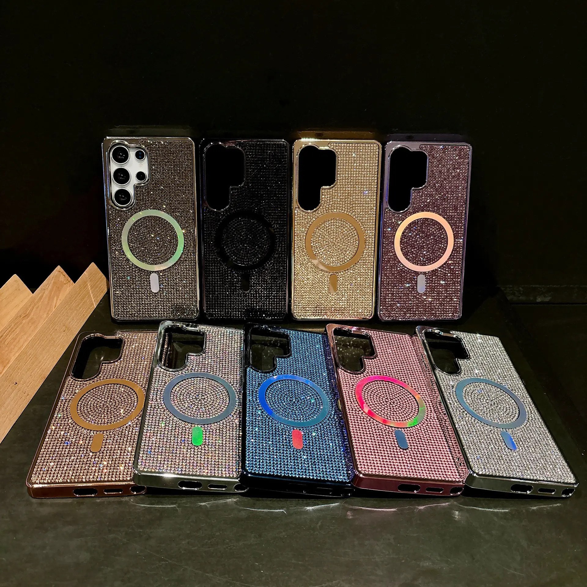 Compatible with S26Ultra/S25PLIS/S24 Full Rhinestone Magnetic Luxury Shockproof Case HNZ0213