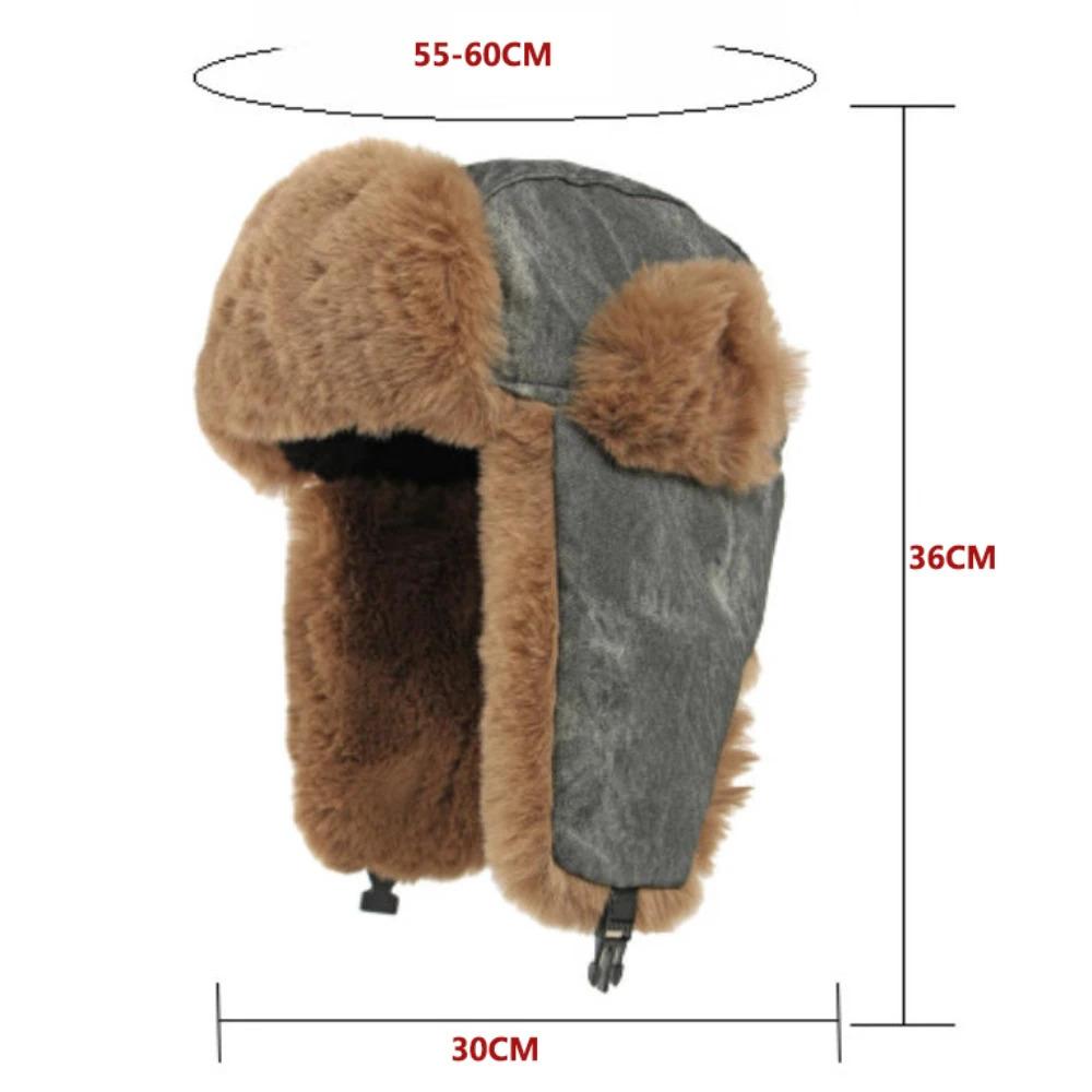 HT4983 Russian Hat Thick Warm Winter Hats for Men Women Fluffy Fur Russian Hat Male Female Ski Earflap Cap Windproof Bomber Hat