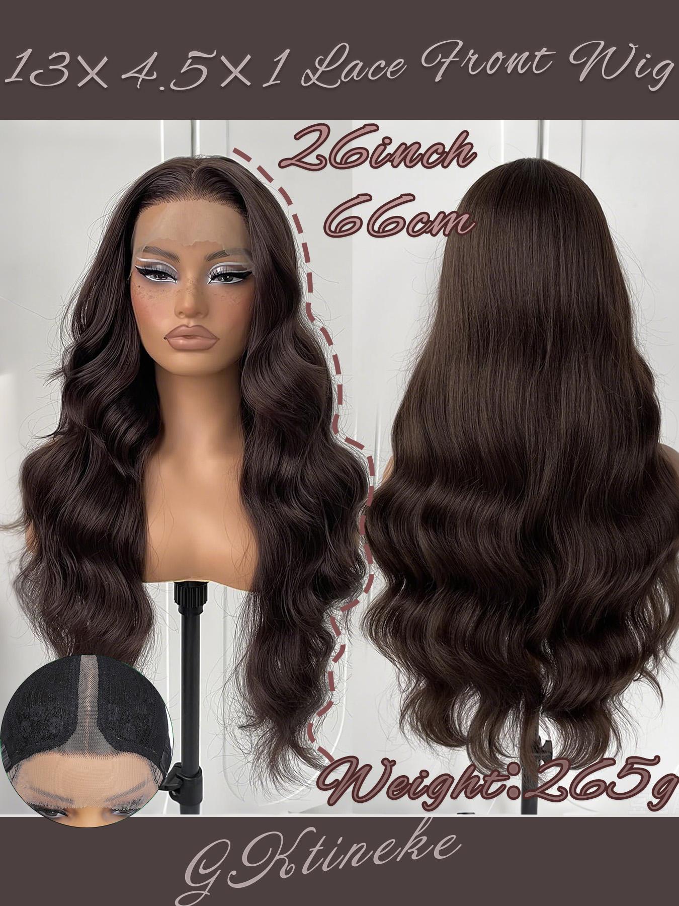 Women's 26 Inch Long Body Wave Lace Front Wigs, Natural Fluffy Glueless Wigs without Bangs, Synthetic Wigs for Party, Daily Hairstyle Decor, Glueless Frontal Wig, Body Wavy Wig