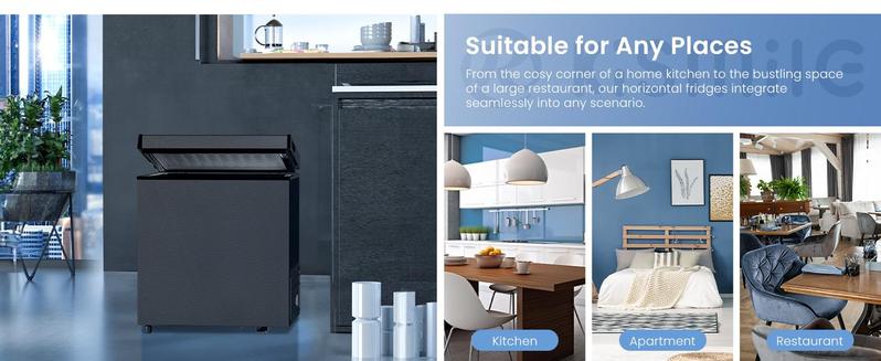 Kismile 3.5 Cubic Feet Chest Freezer with Removable Basket & 7-Grade Adjustable Temperature 6.8°F to -7.6°F for Home Dorm Kitchen Office