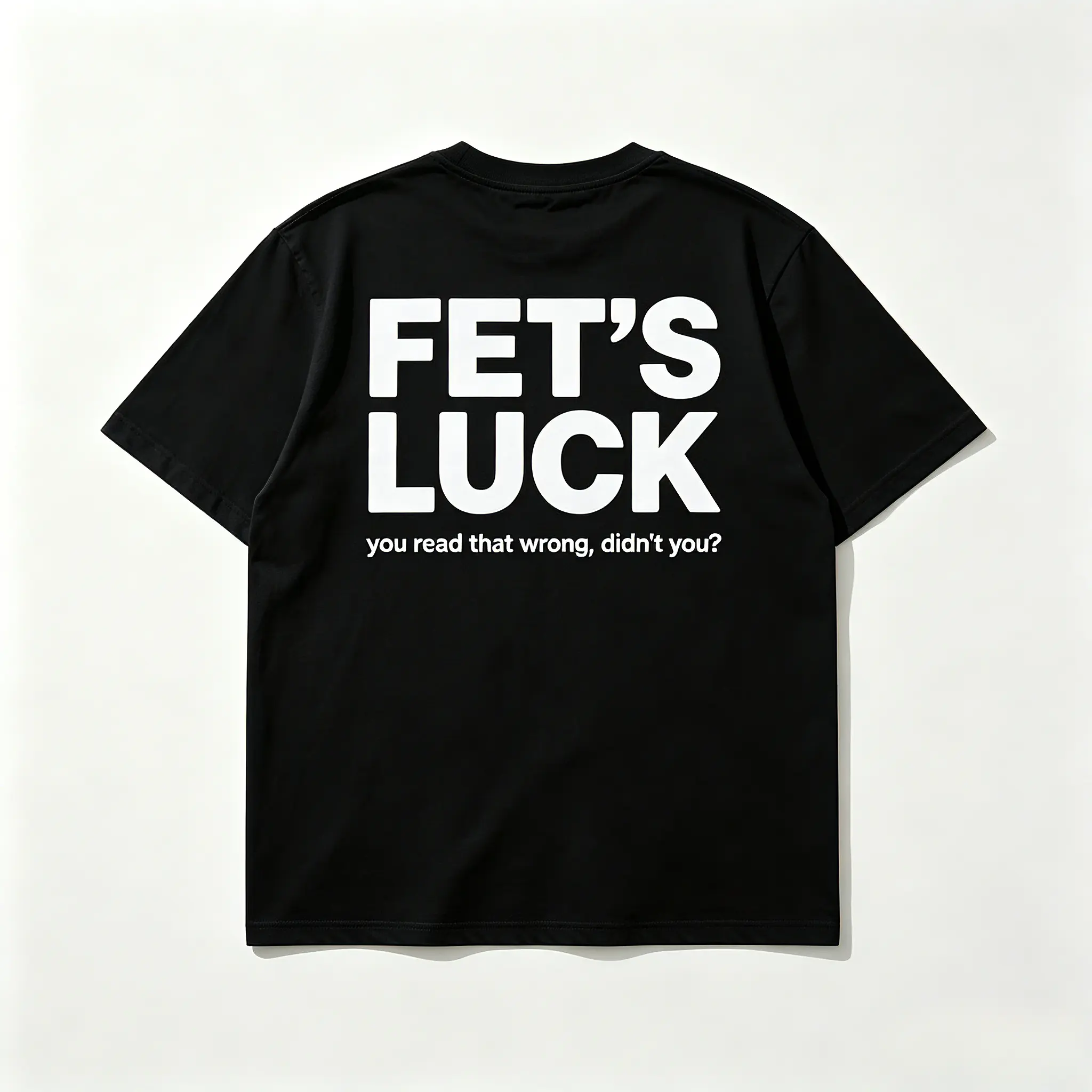 FET'S LUCK Funny Optical Illusion Back Print T Shirt Humorous Meme Graphic Tee Casual Daily Short Sleeve Tops for Men