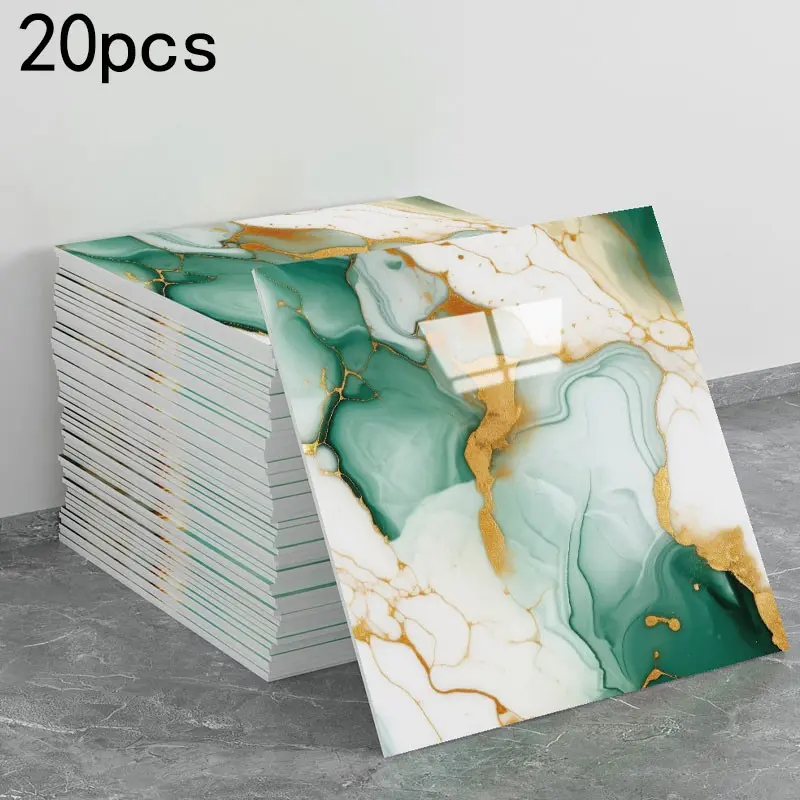 20 pieces of marble veneer and adhesive wall decoration panels, Diy Wall Panels, waterproof bathroom wall panels, PVC foam wall panels, Peel and stick panels for walls, suitable for kitchens, bathrooms and living rooms