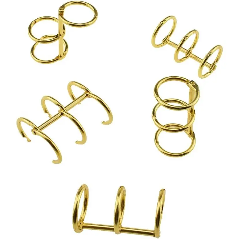 5 count  20mm/0.8inch Inner Diameter Metal 3 Rings Loose Leaf Binders Book Rings Snap Split Hinged Stainless Steel Binder Rings for DIY Travel Diary Notebook Photo Album Binding Spines Comb
