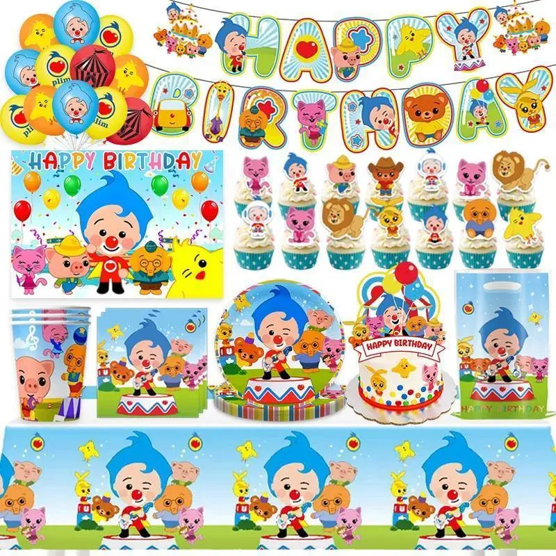 Circus Clown Birthday Party Supplie Carnival Party Decoration Balloon Gift Bag Plate Cup Kit Bottle label Baby Shower Kid Favors