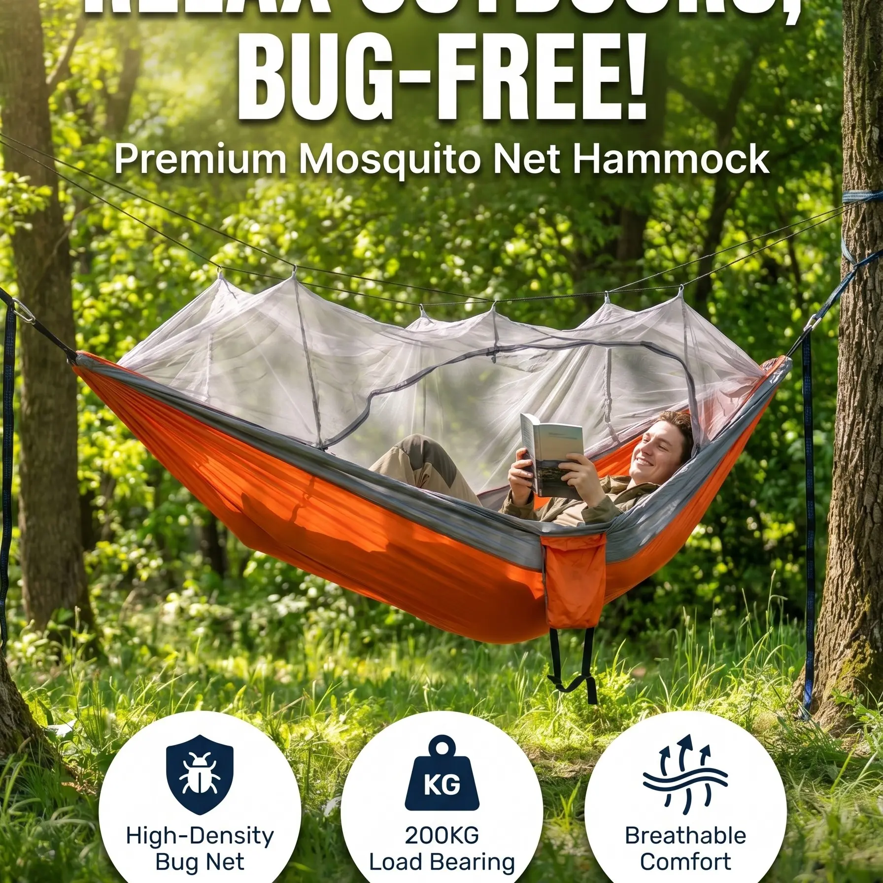 Outdoor Encrypted Mosquito Net Hammock, Camping Hammock with Mosquito Net, Anti-Mosquito Mesh Hammock, Outdoor Camping Gear