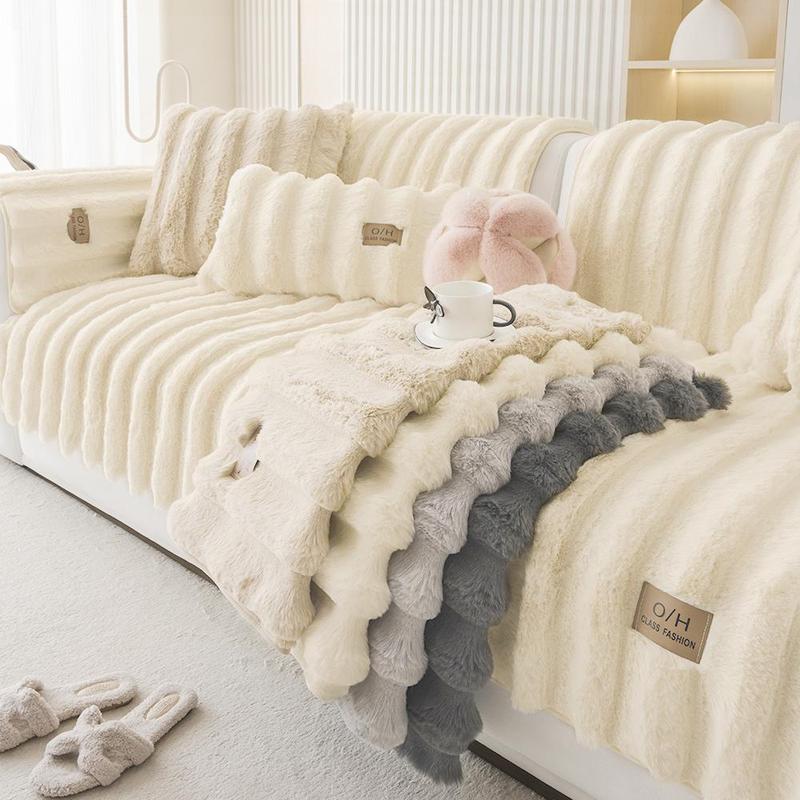 Solid-Color Faux Fur Sofa Cover, Sofa Slipcover, Non-slip & Soft-Comfortable Sofa Mat for Home, Living Room, Dormitory & Hotel #TOP PICKS