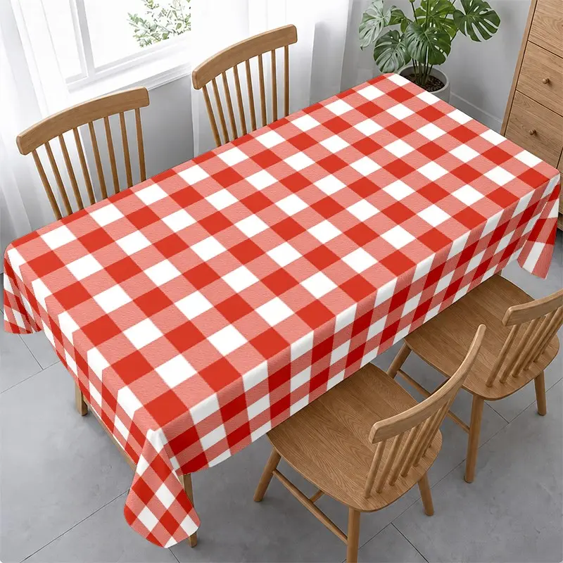 Plaid Tablecloth, Classic Country Plaid Design, Warm Farmhouse Dining Atmosphere, Perfect for Family Meals and Gatherings