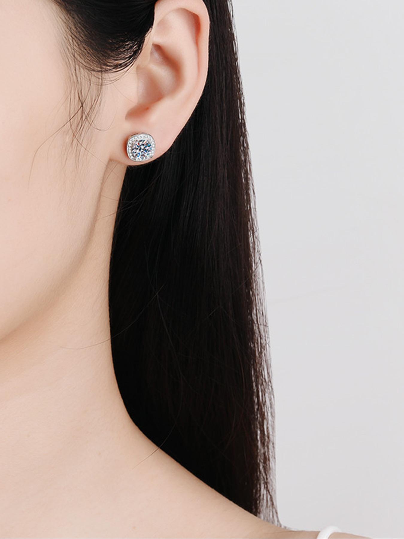 S925 Sterling Silver Square Shaped Zircon Stud Earrings, Fashion Jewelry for Party, Daily Clothing Decor, Trendy All-match & Exquisite Jewelry for Gift