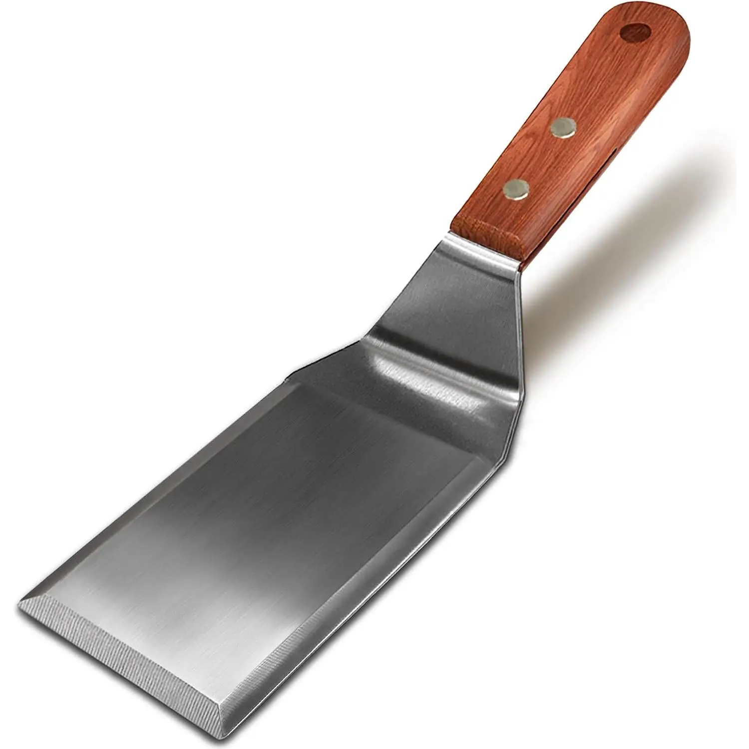 Stainless Steel Griddle Spatula, BBQ Grill Spatula Accessories for ,Metal Spatula w/Full  Wooden Handle & Beveled  for Pancake Flipper,Smash Burger Turner,10.7x2.8Inch