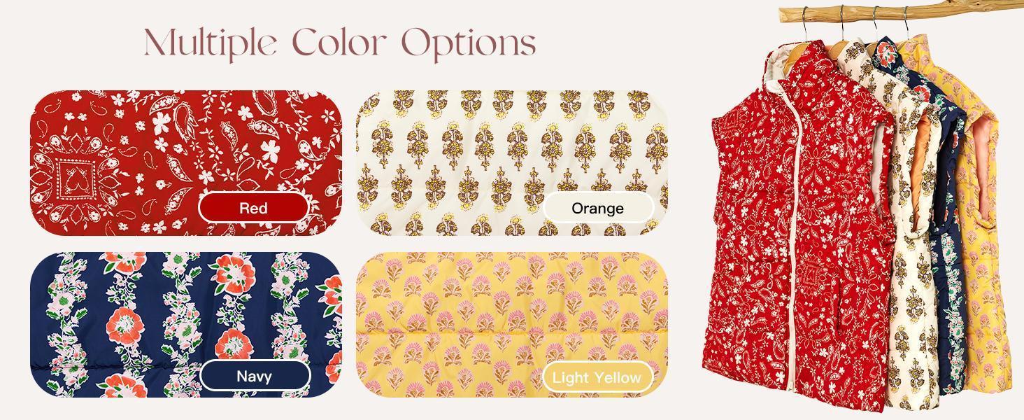 Imily Bela Womens Floral Oversized Puffer Vest Cap Sleeve Winter Warm Puffy lightweight Jackets Coat