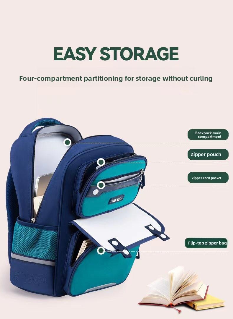 2026 New Model Elementary School Backpack for Grades One to Six, Lightweight, Pressure-Reducing, Durable, Multi-Layered, Breathable Children's Backpack