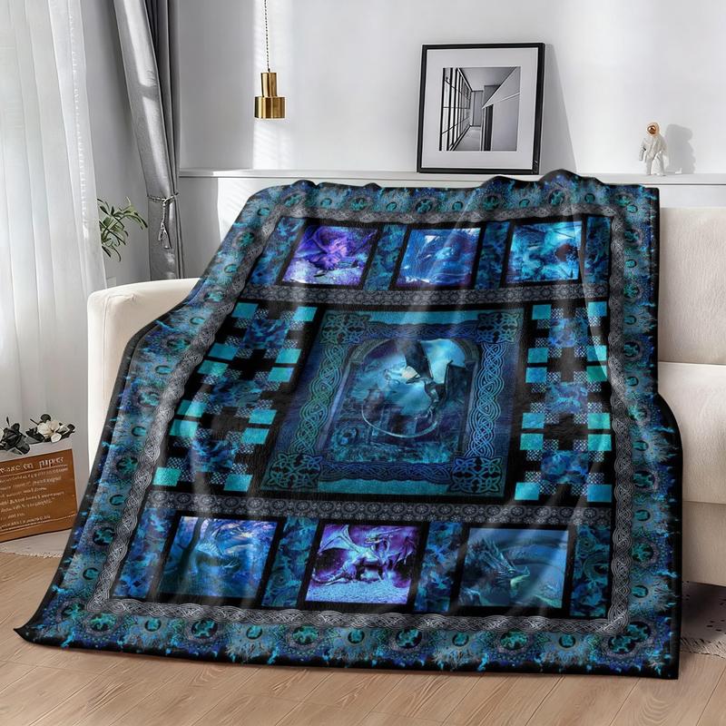 Global Use Deep Sea Secret Patchwork Blanket, Flannel Throw, Suitable for All, Essential Daily Business Item, Fits 197 Countries