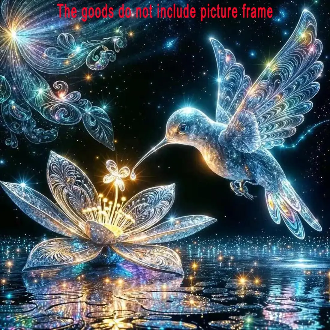 Glow in The Dark Diamond Painting Kits for Adults | 5D Hummingbird with Mixed Round & Glow Drills | DIY Night Light Wall Art Decor | 35x35cm Unique Gift | Handmade Gifts | Crafts