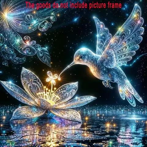Glow in The Dark Diamond Painting Kits for Adults | 5D Hummingbird with Mixed Round & Glow Drills | DIY Night Light Wall Art Decor | 35x35cm Unique Gift | Handmade Gifts | Handcraft | Crafts
