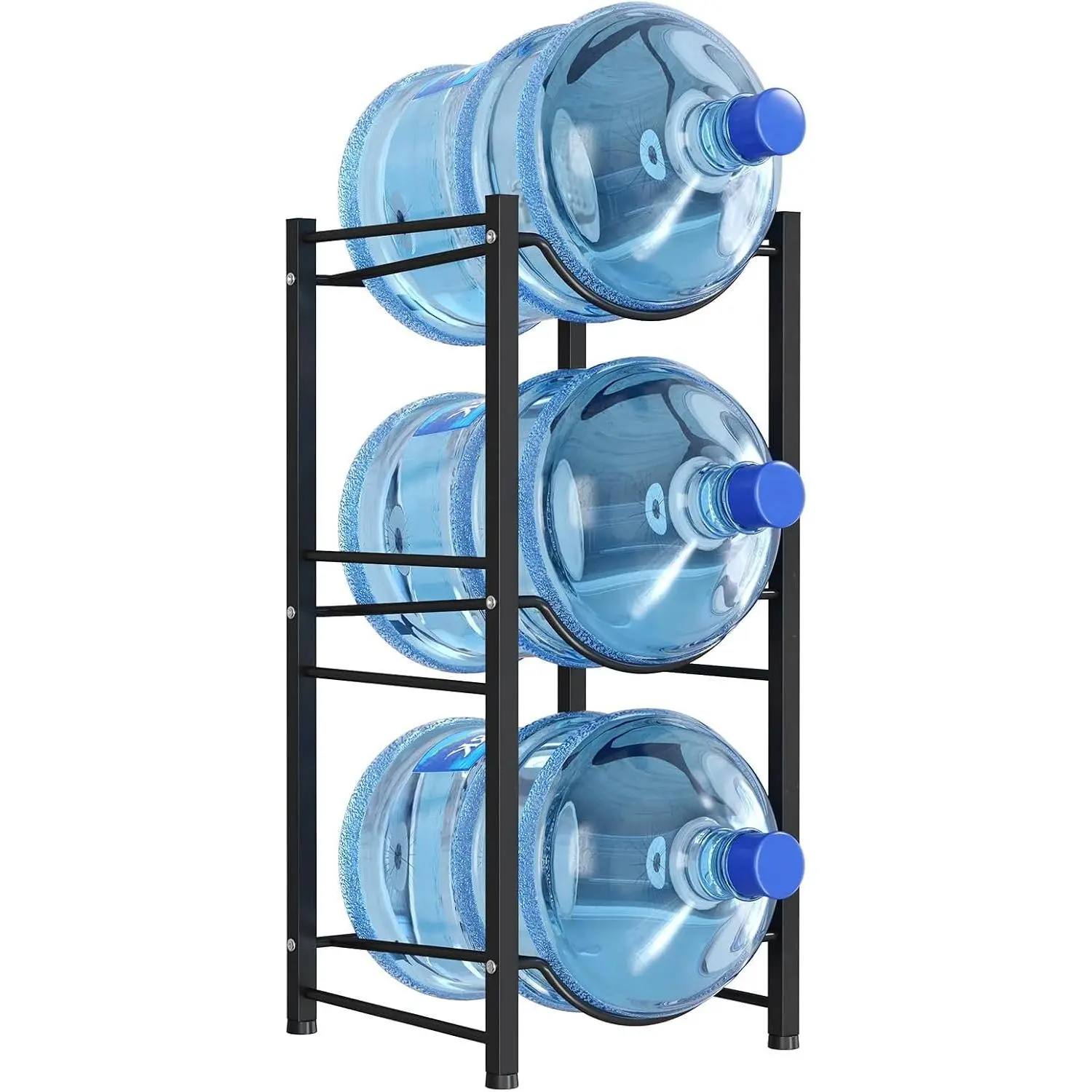 5 Gallon Water Jug Holder, 3 Tier Heavy Duty Water Dispenser Stand | 3 Slots Water Bottle Storage Rack for Gallon Jugs, 126 lb Capacity Detachable Water Shelf Organizer for , Office, Black