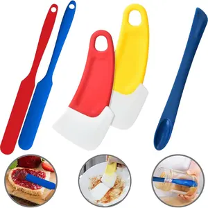 Spatulas Set – 2-Long silicone Spreaders Spatula, 2-Pan Cleaning Scrapers, 1 Silicone Spatula – Heat Resistant, Durable, Tools for Baking & Cooking